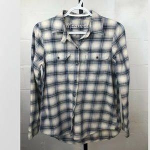 Madewell Plaid Button Up Shirt XS Blue Cream